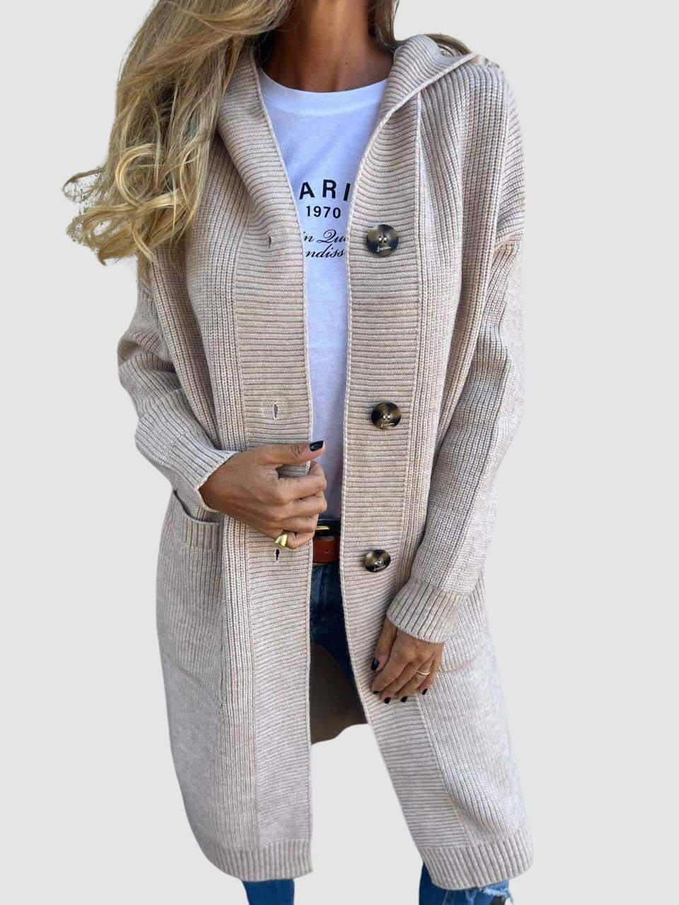 Isabel – Cozy Hooded Knit Cardigan