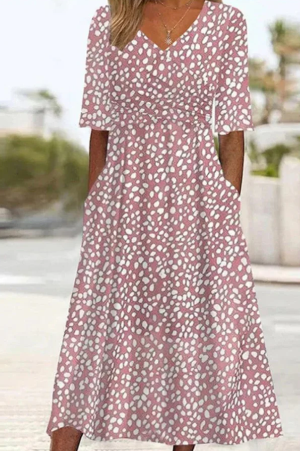 Judith – Spot Print Gathered Midi Dress