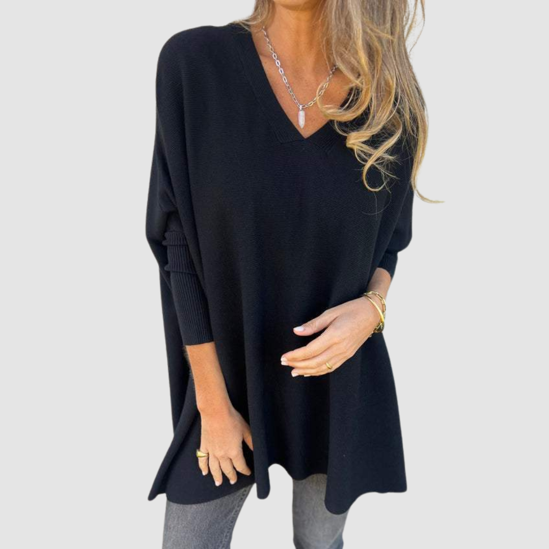 Carleen – Relaxed V-Neck Knit Sweater