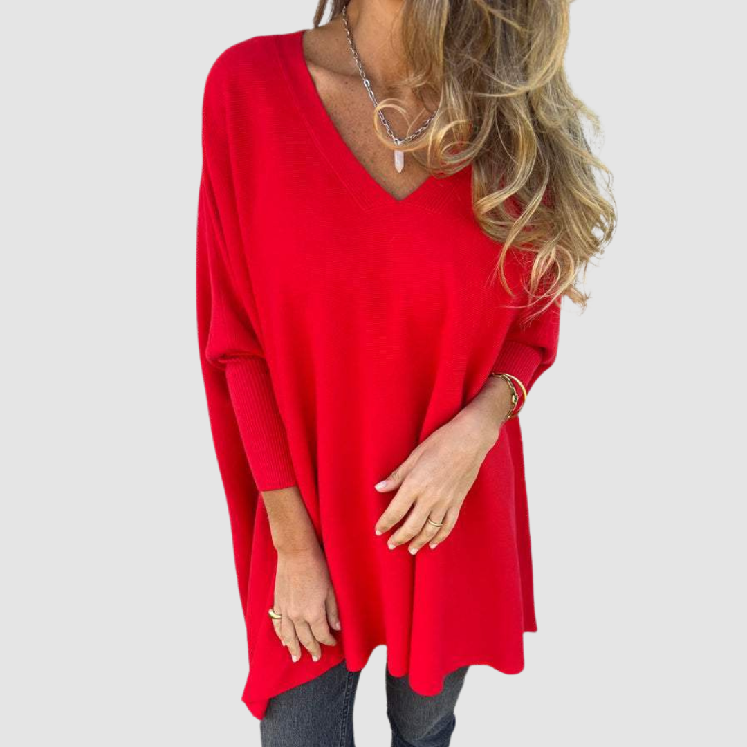 Carleen – Relaxed V-Neck Knit Sweater