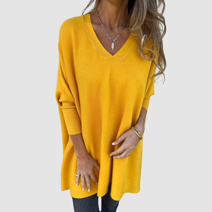 Carleen – Relaxed V-Neck Knit Sweater