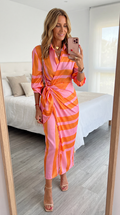 Shannon | Striped Midi Dress