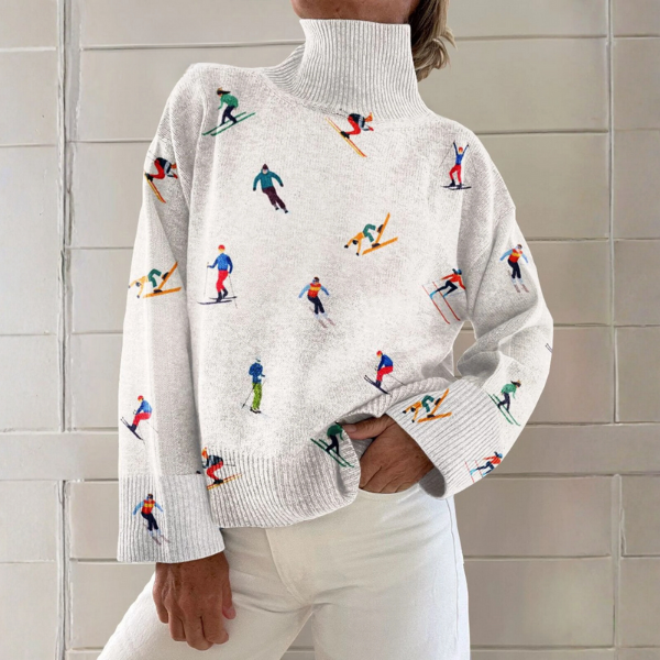 Margarita – Skier Print Turtleneck Sweater