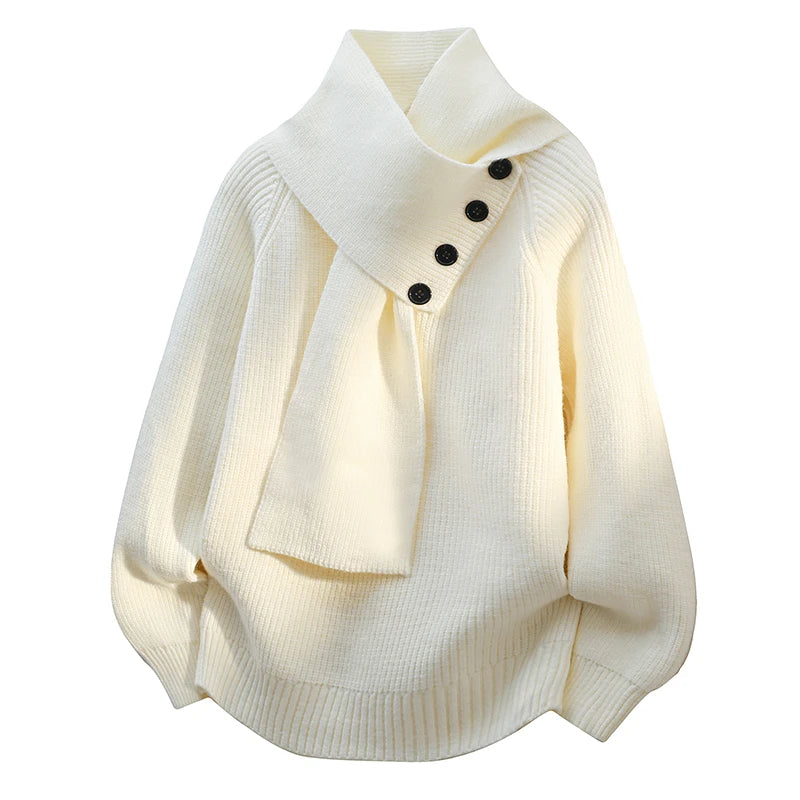 Phyllis – Knit Sweater with Scarf Collar