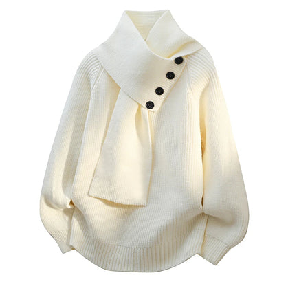 Phyllis – Knit Sweater with Scarf Collar