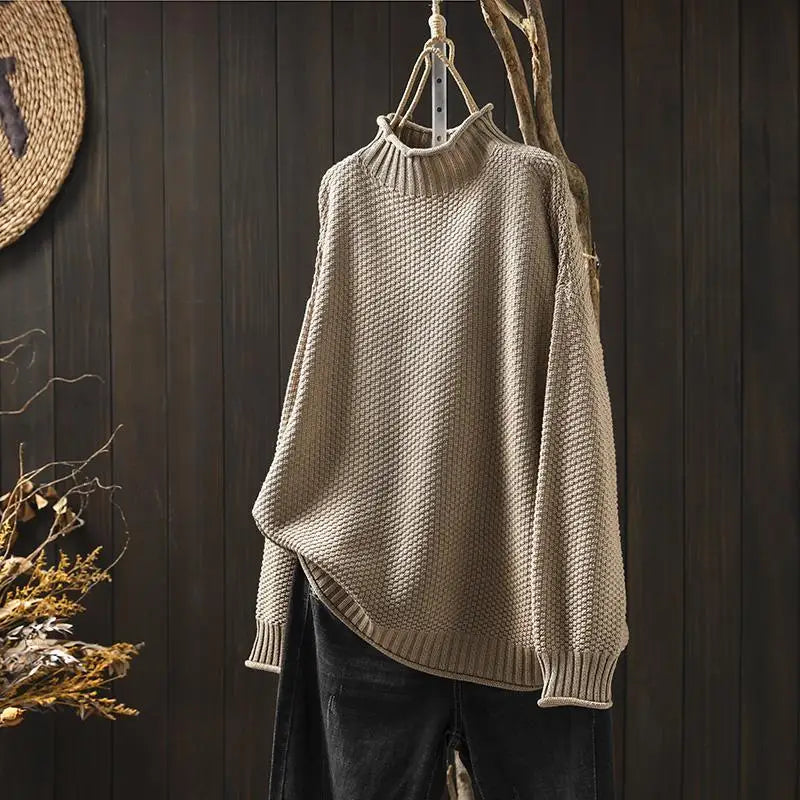 Shirley – Relaxed Mock Neck Knit Sweater
