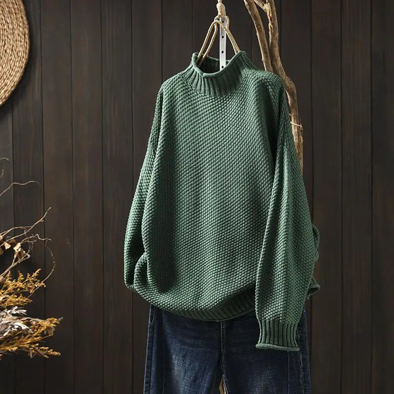 Shirley – Relaxed Mock Neck Knit Sweater