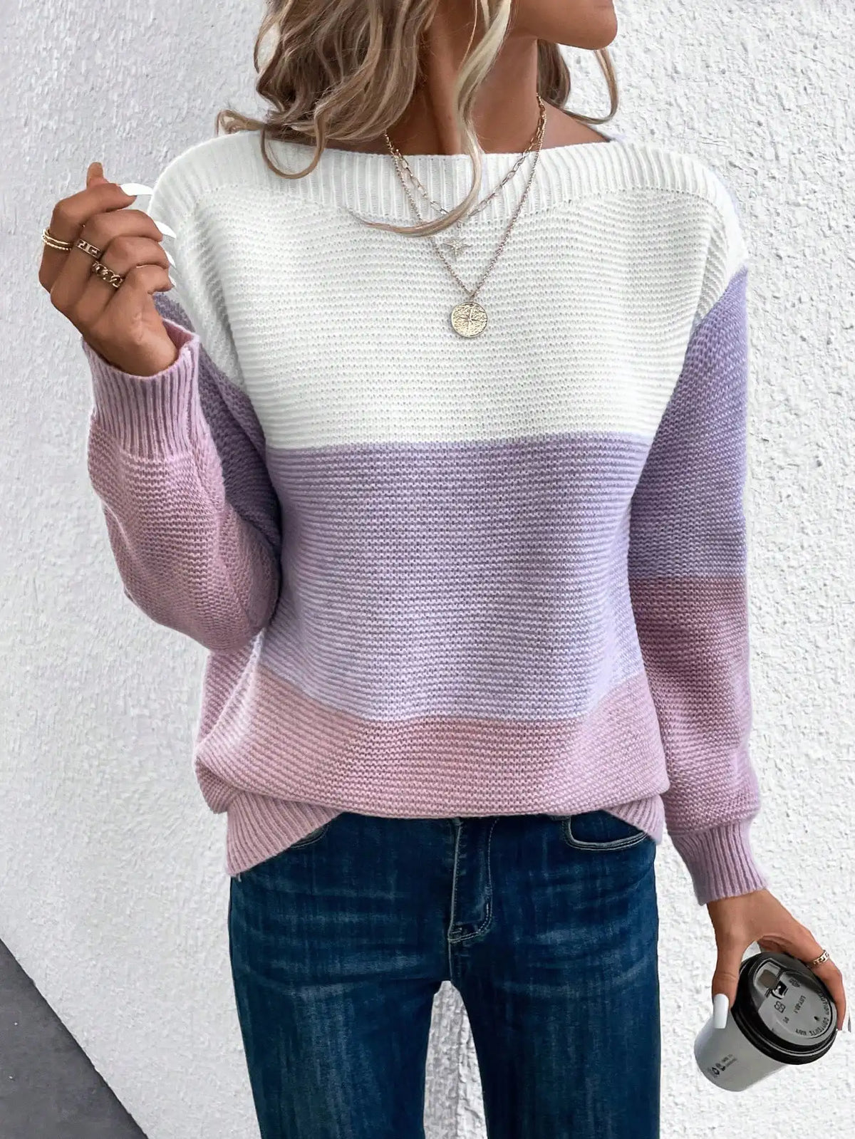 Rita – Colour-block Knit Sweater