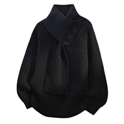 Phyllis – Knit Sweater with Scarf Collar