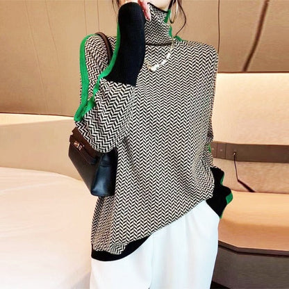 Marcella – Herringbone Turtleneck Sweater