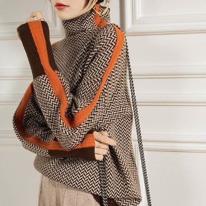 Marcella – Herringbone Turtleneck Sweater