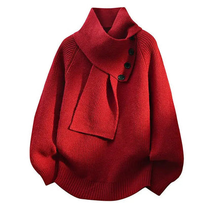 Phyllis – Knit Sweater with Scarf Collar