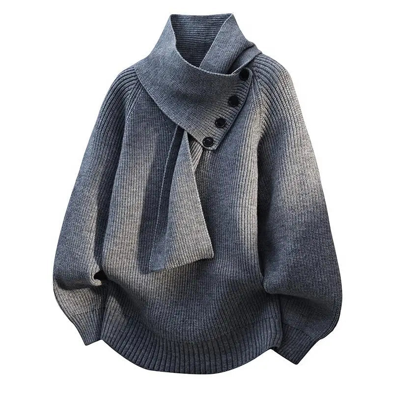 Phyllis – Knit Sweater with Scarf Collar