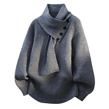 Phyllis – Knit Sweater with Scarf Collar
