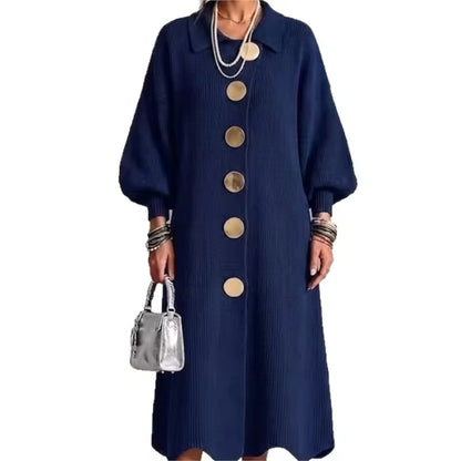 Natalie – Knit Button-Down Collared Midi Dress