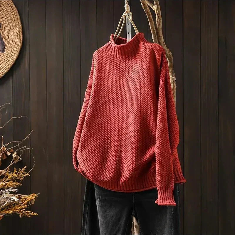 Shirley – Relaxed Mock Neck Knit Sweater