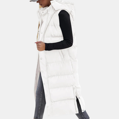 Betty – Longline Hooded Quilted Puffer Vest