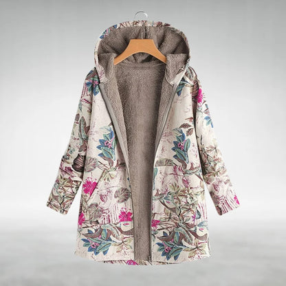 Chantal – Floral Fleece-Lined Hooded Coat