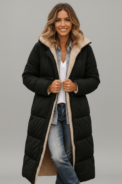 Sandra – Sherpa-Lined Longline Puffer Coat
