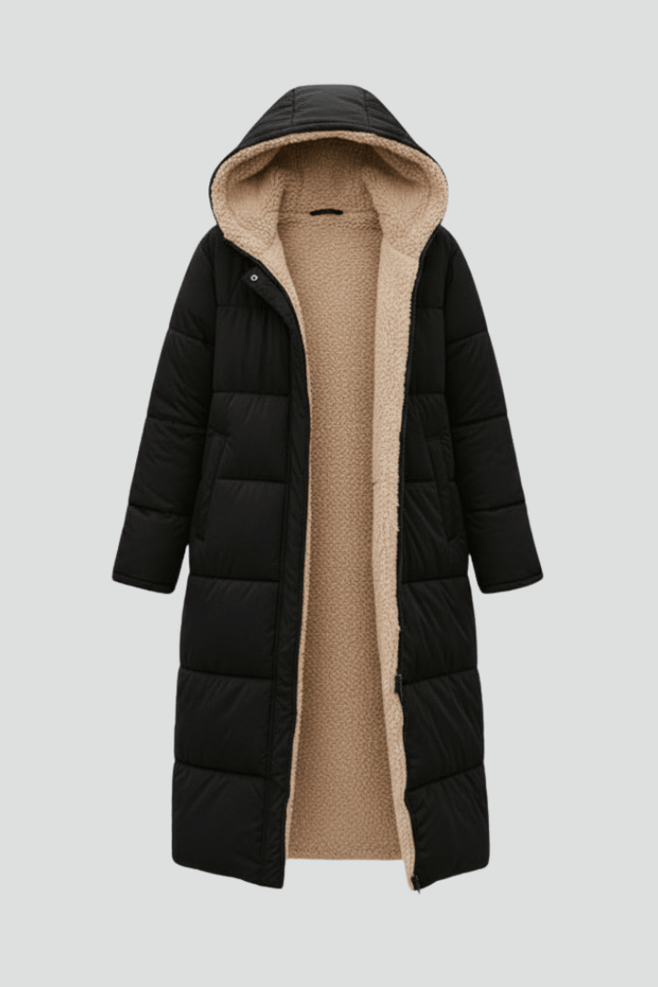 Sandra – Sherpa-Lined Longline Puffer Coat