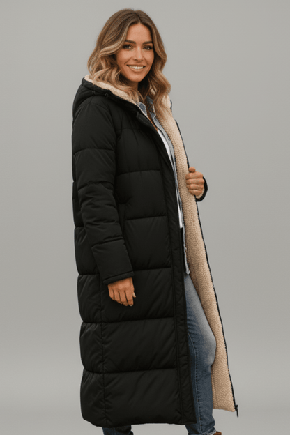 Sandra – Sherpa-Lined Longline Puffer Coat