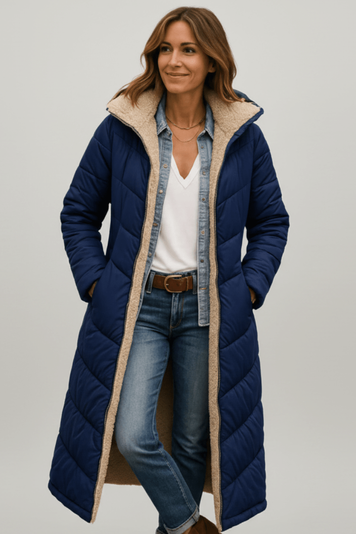 Sandra – Sherpa-Lined Longline Puffer Coat