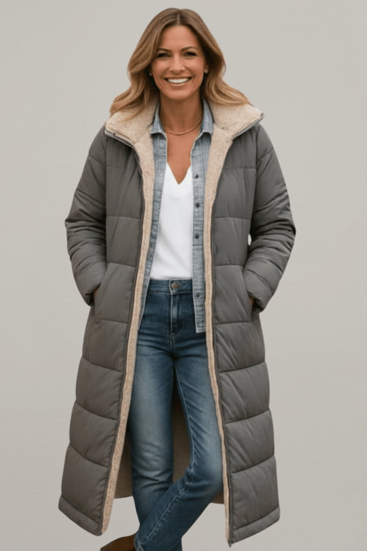 Sandra – Sherpa-Lined Longline Puffer Coat