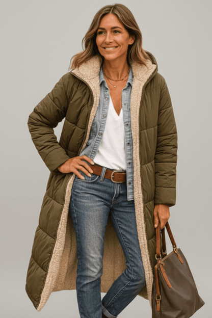 Sandra – Sherpa-Lined Longline Puffer Coat