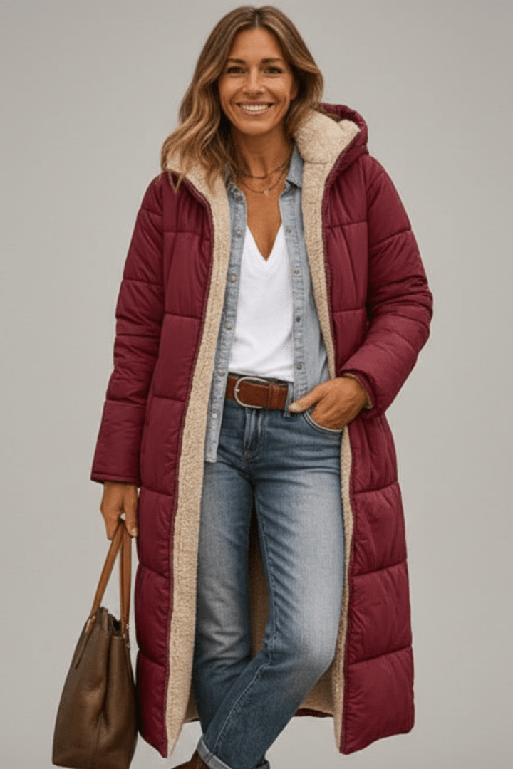 Sandra – Sherpa-Lined Longline Puffer Coat