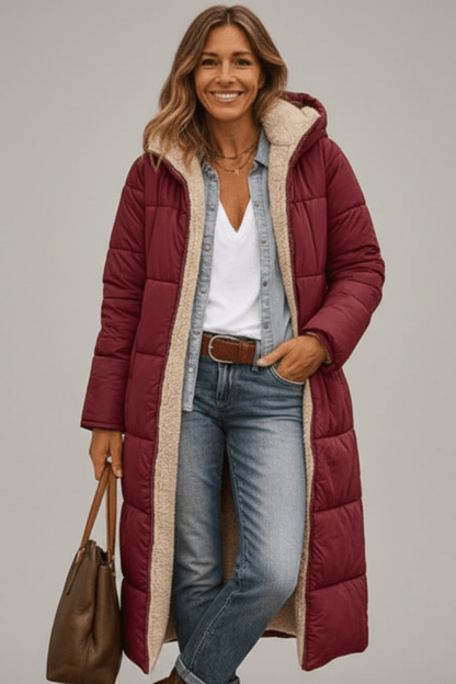 Sandra – Sherpa-Lined Longline Puffer Coat