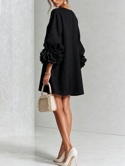 Robin – Floral Cuff Button-Front Mini Dress