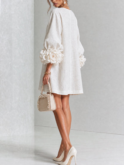 Robin – Floral Cuff Button-Front Mini Dress