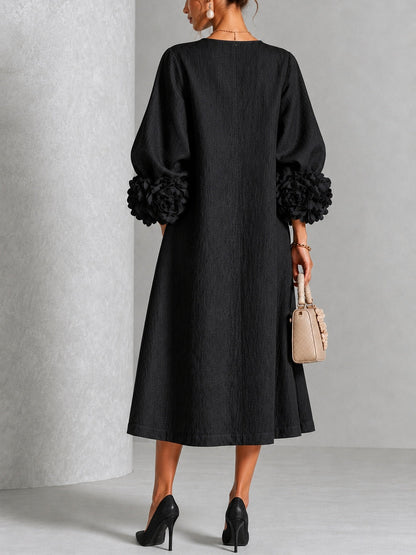 Mary – Midi Dress With Sculptural Floral Cuffs