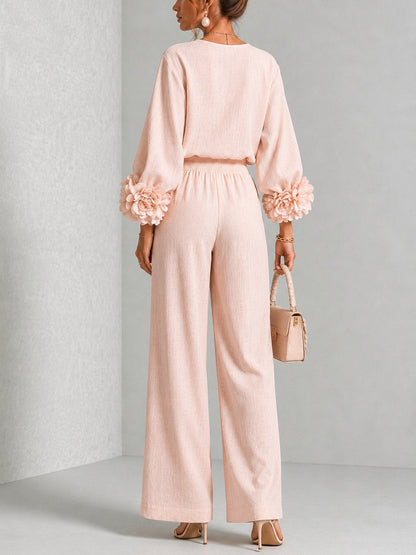 Sylvia – Floral Cuff Wide-Leg Set