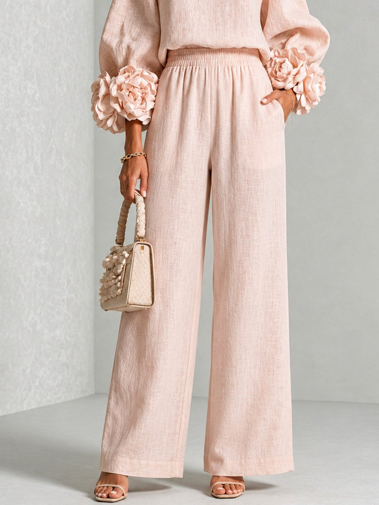 Sylvia – Floral Cuff Wide-Leg Set
