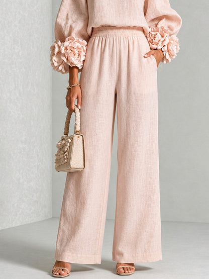 Sylvia – Floral Cuff Wide-Leg Set