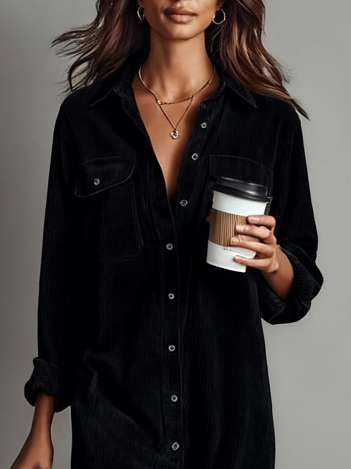 Karen – Corduroy-Look Midi Shirt Dress
