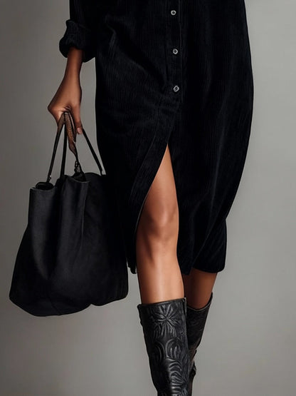 Karen – Corduroy-Look Midi Shirt Dress