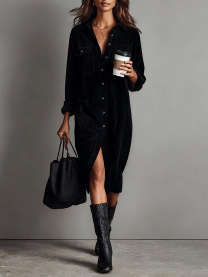 Karen – Corduroy-Look Midi Shirt Dress