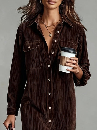 Karen – Corduroy-Look Midi Shirt Dress