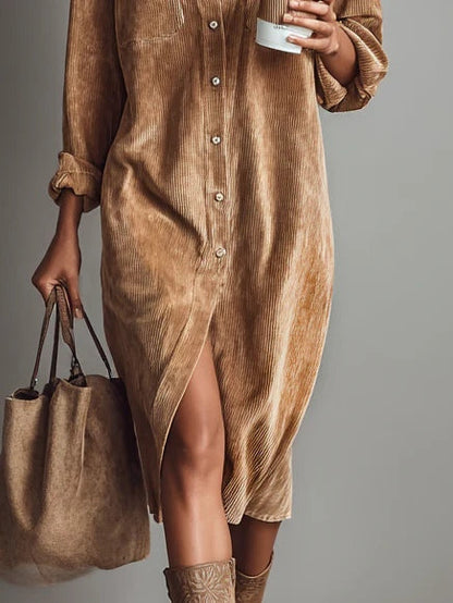 Karen – Corduroy-Look Midi Shirt Dress
