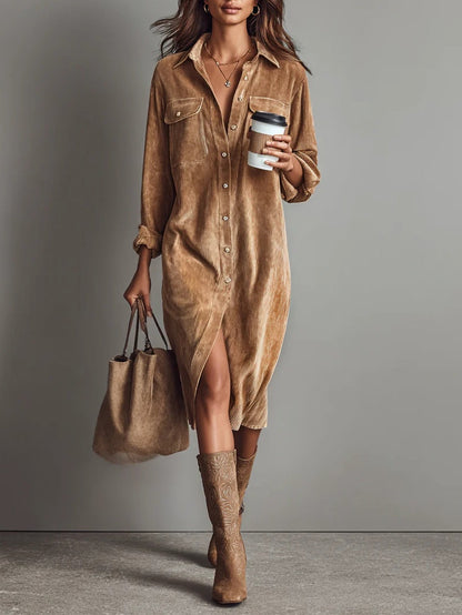Karen – Corduroy-Look Midi Shirt Dress