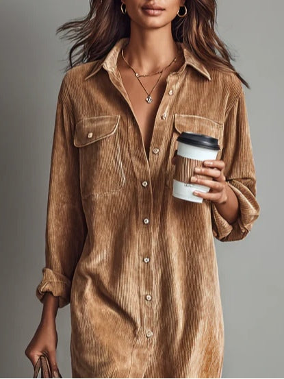 Karen – Corduroy-Look Midi Shirt Dress