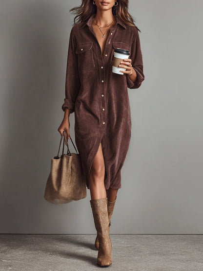 Karen – Corduroy-Look Midi Shirt Dress