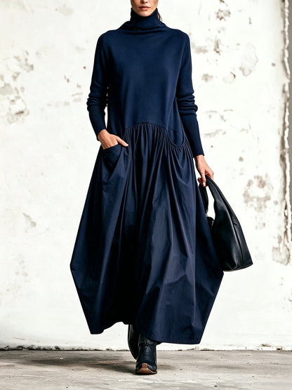 Annette – Turtleneck Oversized Maxi Dress with Pockets