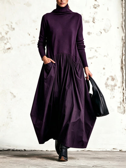 Annette – Turtleneck Oversized Maxi Dress with Pockets