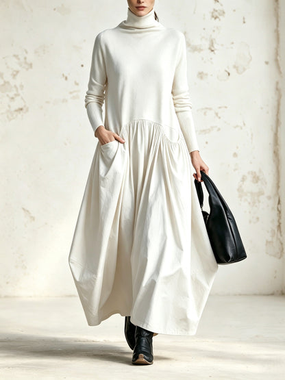 Annette – Turtleneck Oversized Maxi Dress with Pockets