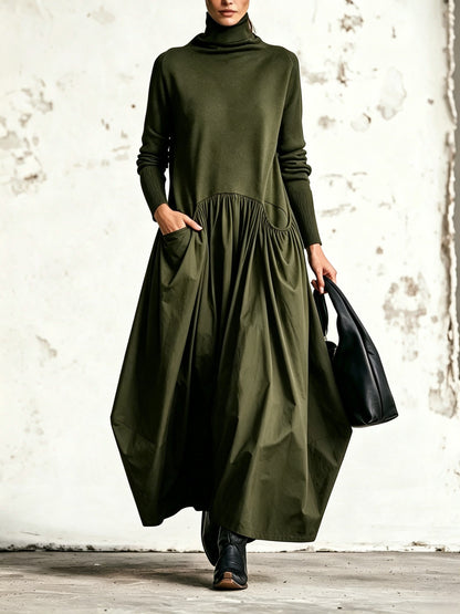 Annette – Turtleneck Oversized Maxi Dress with Pockets