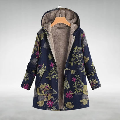 Chantal – Floral Fleece-Lined Hooded Coat
