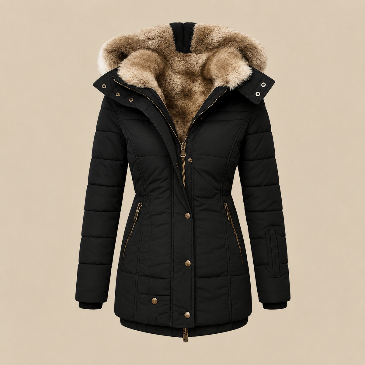 Jodi – Faux Fur-Lined Fitted Winter Coat